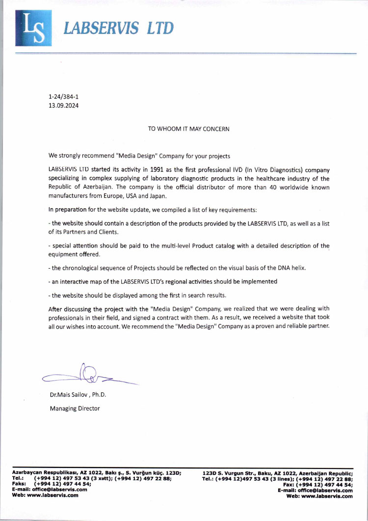 Referral Letter from LABSERVIS LTD (2024.09.13)